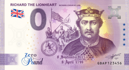 Royaume-Uni 0 Pound Souvenir 2022 - Richard Cœur de Lion