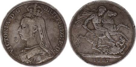 Royaume-Uni 1 Crown Victoria - Saint George et Dragon - 1887 Argent