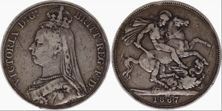Royaume-Uni 1 Crown Victoria - St George et Dragon - 1887 Argent