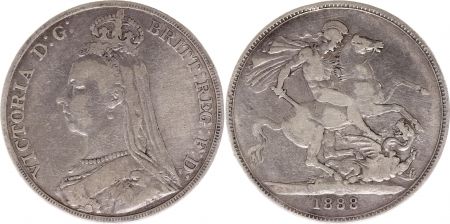 Royaume-Uni 1 Crown Victoria - St George et Dragon - 1888 Argent