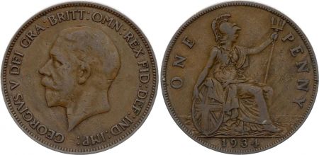Royaume-Uni 1 Penny 1928-1936 - Britannia, George V - 2ème effigie