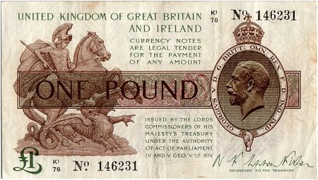 Royaume-Uni 1 Pound, George V et St George et dragon - 1922 - TTB - P.359 -  Série K1/76