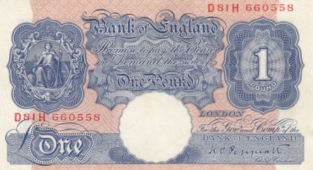 Royaume-Uni 1 Pound Britannia - Série D81H - Sign Peppiatt - 1940/1948