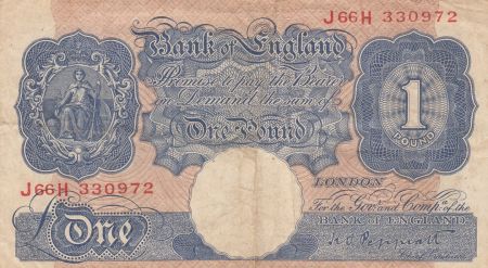 Royaume-Uni 1 Pound Britannia - Série J66H - Sign Peppiatt -  ND (1940-1948)