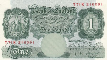 Royaume-Uni 1 Pound Britannia - Série T71K - 1955/1960