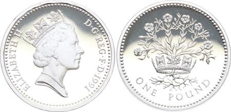 Royaume-Uni 1 Pound Elisabeth II - Argent - 1991 - Frappe BE