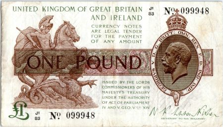 Royaume-Uni 1 Pound Roi George V et St George - 1922 - J1 83