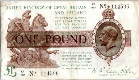 Royaume-Uni 1 Pound Roi George V et St George - 1922 - K1 100