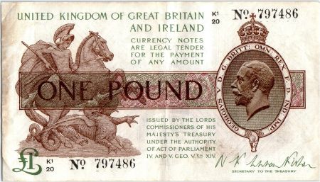 Royaume-Uni 1 Pound Roi George V et St George - 1922 - K1 20