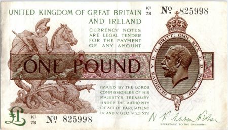 Royaume-Uni 1 Pound Roi George V et St George - 1922 - K1 78