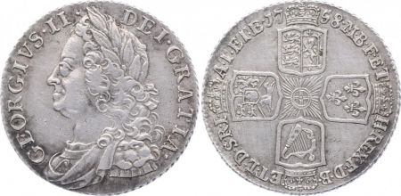 Royaume-Uni 1 Shilling George II (1727-1760) - Armoiries 1758