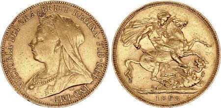 Royaume-Uni 1 Souverain - Reine Vicotria voilée - Or - 1898