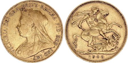 Royaume-Uni 1 Souverain - Reine Victoria voilée - Or - 1900