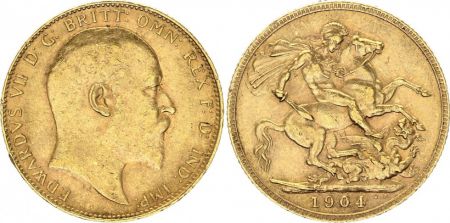 Royaume-Uni 1 Souverain Edouard VII - St George et dragon 1904