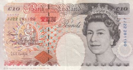 Royaume-Uni 10 Pounds Elisabeth II - Ch. Dickens - TTB - P.386a