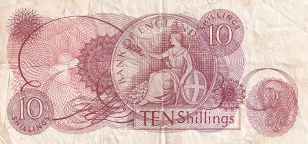 Royaume-Uni 10 Shillings - Elisabeth II - Britannia - ND (1962-1966) - TTB - P.373b