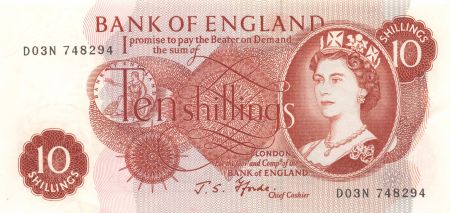 Royaume-Uni 10 Shillings Elisabeth II - Britannia - Sign. J.S. Fforde - SUP