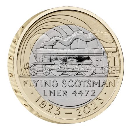 Royaume-Uni 100 ans du Train Flying Scotsman - 2 livres 2023 bu Royaume-uni Bimetallique