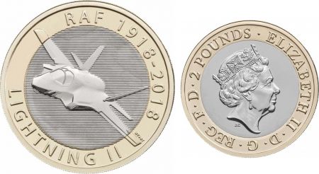 Royaume-Uni 2 Pounds 2018 - Avion Lightning II - Bimétal