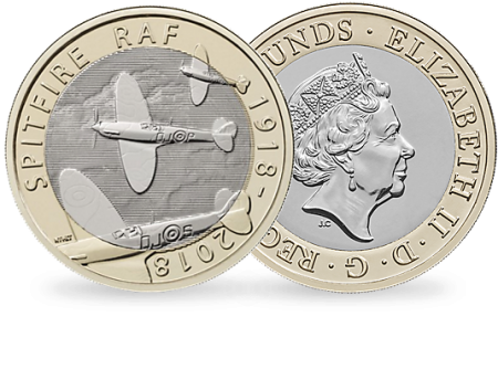 Royaume-Uni 2 Pounds 2018 - Avion Sptifire - Bimétal