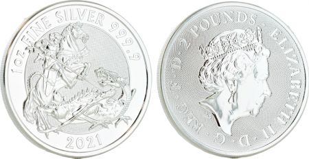 Royaume-Uni 2 Pounds Elisabeth II -  Vaillant - Once Argent 2021