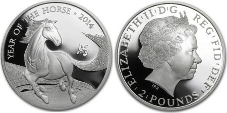 Royaume-Uni 2 Pounds Elisabeth II - Année du Cheval Once Argent 2014