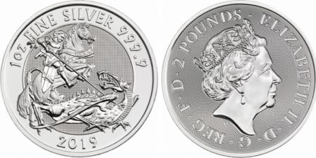 Royaume-Uni 2 Pounds Elisabeth II - The Valiant - Once Argent 2019