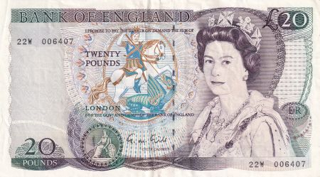 Royaume-Uni 20 Pounds -  Elisabeth II - William Shakespeare - ND (1988-1991) - P.380e