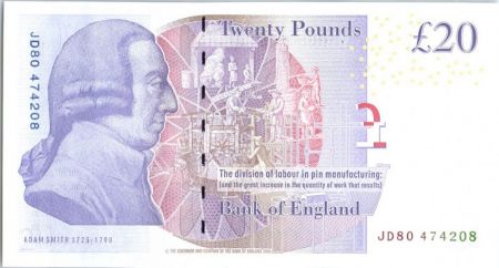 Royaume-Uni 20 Pounds Elisabeth II - Adam Smith - 2012