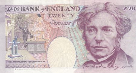 Royaume-Uni 20 Pounds Elisabeth II - Michael Faraday - 1993 - TTB