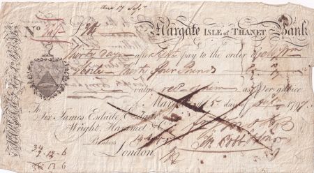 Royaume-Uni 34 Pounds - Margate Isle of Thanet Bank - 1797