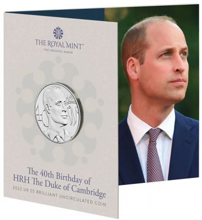 Royaume-Uni 40 ans du Prince William  Duc de Cambridge  - 5 Pounds 2022 BU Royaume-Uni