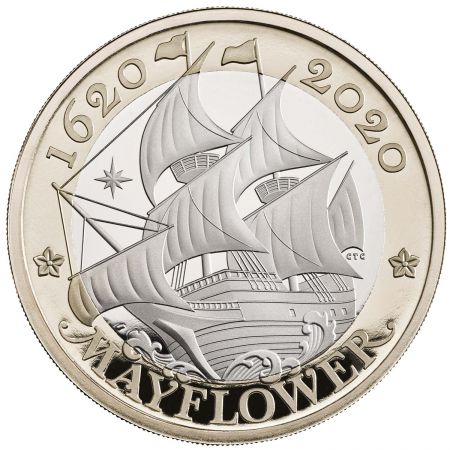 Royaume-Uni 400 ans du Mayflower - 2 Livres 2020 BU Royaume-Uni - Bimétallique