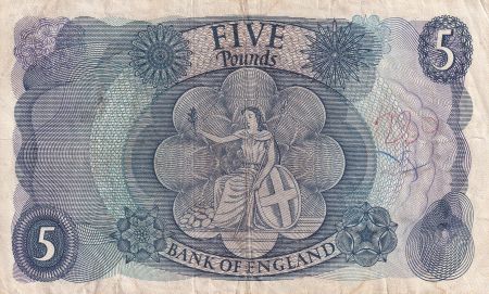 Royaume-Uni 5 Pounds - Elisabeth II - 1966 - TB - P.375b