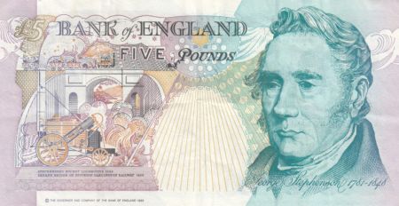 Royaume-Uni 5 Pounds Elisabeth II -  J. Stephenson - 1990 (1998) - TTB - P.382