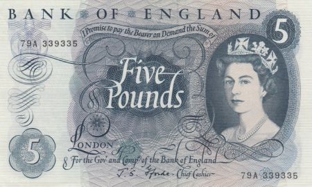 Royaume-Uni 5 Pounds Elisabeth II - Britannia - 1963