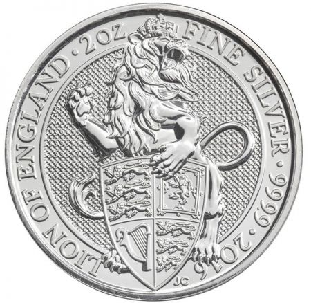 Royaume-Uni 5 Pounds Elisabeth II - Lion Armoiries 2 Onces Argent 2016