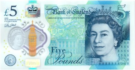 Royaume-Uni 5 Pounds Elisabeth II - Winston Churchill - 2016 Polymer - Neuf
