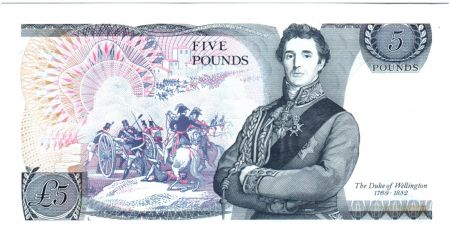 Royaume-Uni 5 Pounds ND1984-86 - Elisabeth II, Duc de Wellington