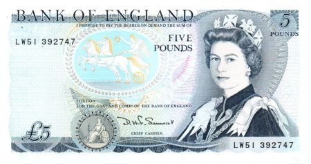 Royaume-Uni 5 Pounds ND1984-86 - Elisabeth II, Duc de Wellington