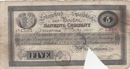 Royaume-Uni 5 Pounds Stamford Spalding and Boston Bank - 1899 - TB - L.3364