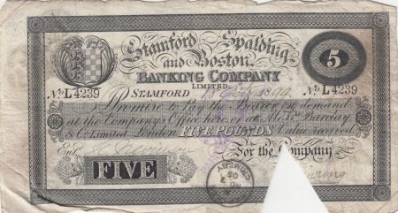 Royaume-Uni 5 Pounds Stamford Spalding and Boston Bank - 1899 - TB - L.4239