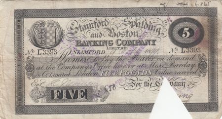 Royaume-Uni 5 Pounds Stamford Spalding and Boston Bank - 1899 - TB