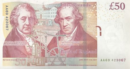 Royaume-Uni 50 Pounds Elisabeth II - M. Boulton - James Watt - 2010 - P.393a - Série AA