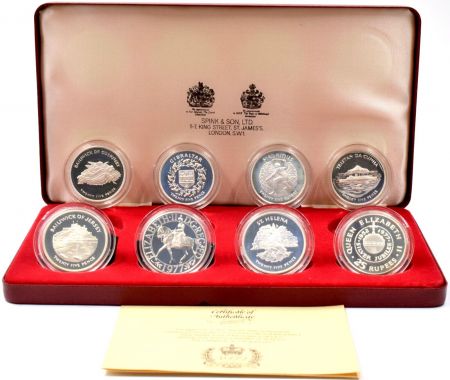 Royaume-Uni Coffret Elisabeth II - Silver Jubilee - 1977 - 8 monnaies en argent - Spink and Son - Frappe BE