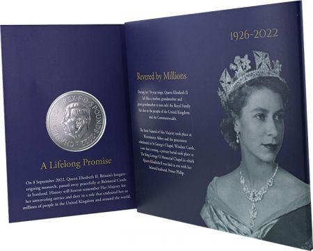 Royaume-Uni Hommage à la Reine Elisabeth II (1926-2022)  - 5 Pounds 2022 BU Royaume-Uni  - Première pièce avec Charles III