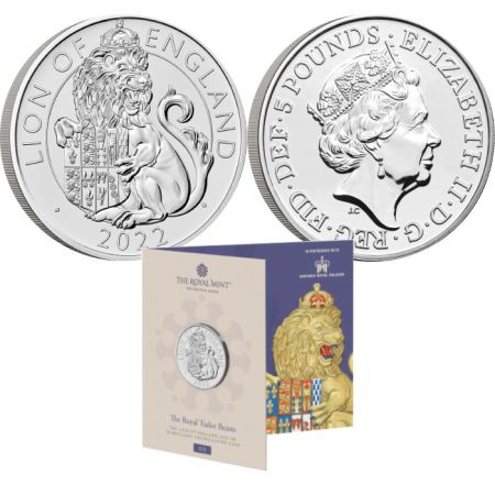 Royaume-Uni Le Lion d\'Angleterre - Royal Tudor Beasts   - 5 Pounds 2022 BU Royaume-Uni