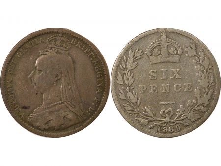 Royaume-Uni Royaume Uni, Victoria - 6 Pence Argent, Effigie du Jubilée -1889