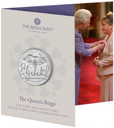 Royaume-Uni Signature d\'Elisabeth II - Jubilé de Platine de la Reine Elisabeth II  - 5 Pounds 2022 BU Royaume-Uni