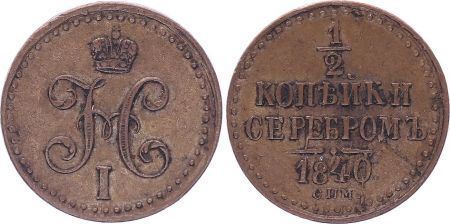 Russie 1/2 Kopek Nicolas II - 1840 -  - TTB - KM.C.143.3